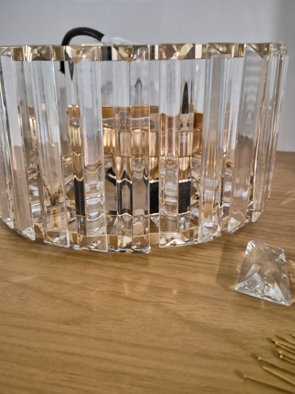​Modern Crystal Flush Mount Ceiling Light Gold Drum Chandelier Fixture NIB - Picture 2 of 14